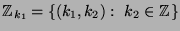 ${\mathbb{Z}}_{k_1} = \{(k_1,k_2):  k_2 \in {\mathbb{Z}}\}$